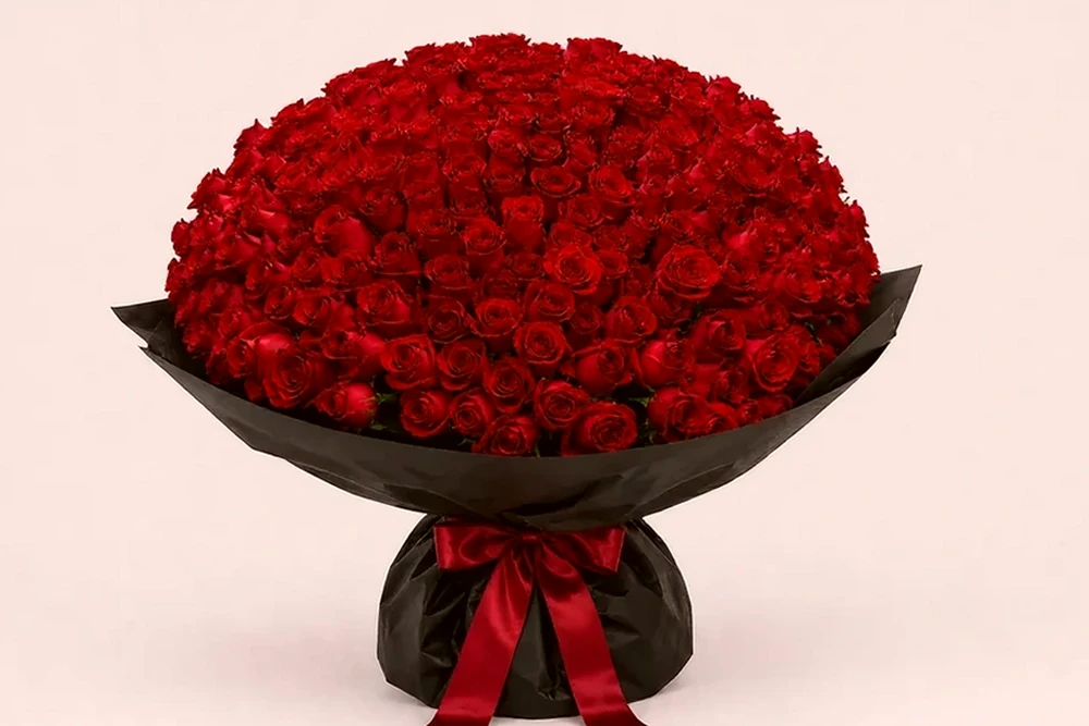 Buquê Premium com 300 Rosas Vermelhas Colombianas, imagem ilustrativa
