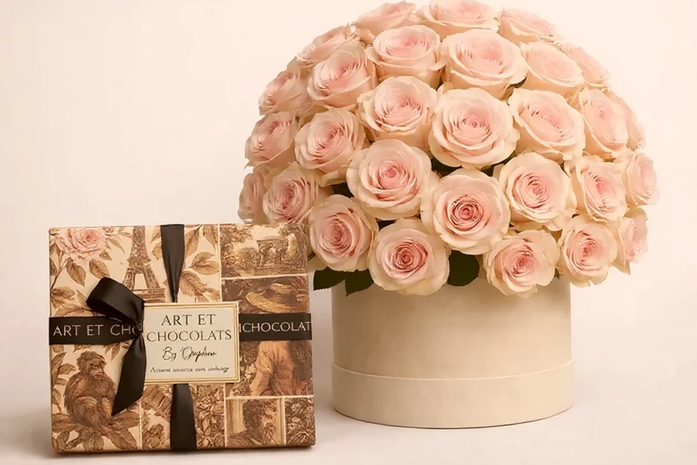 Exclusivo x Orphée – Rosas Naturais e Chocolates de Ouro, imagem ilustrativa