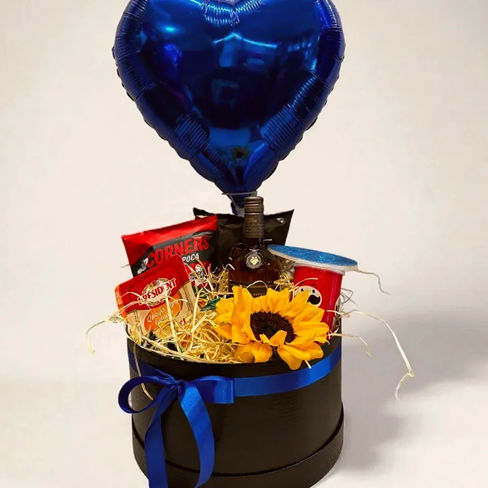 Caixa de Presente Exclusiva para o Dia dos Pais – Balão “Pai, te amo” com Vinho Rosé Casillero del Diablo e Snacks Premium, imagem ilustrativa