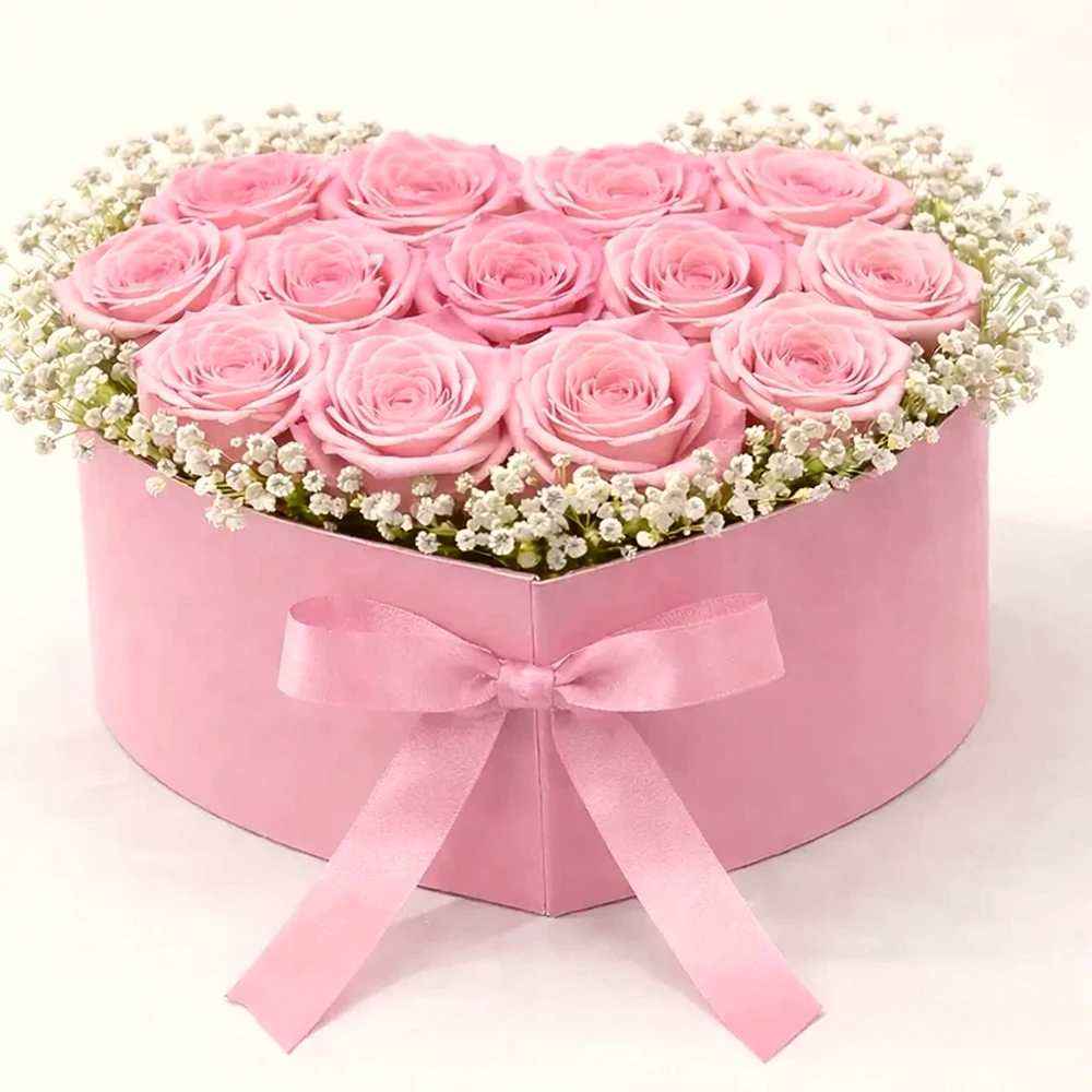 Coração Rosa Luxo com Rosas Colombianas e Lindt, imagem ilustrativa