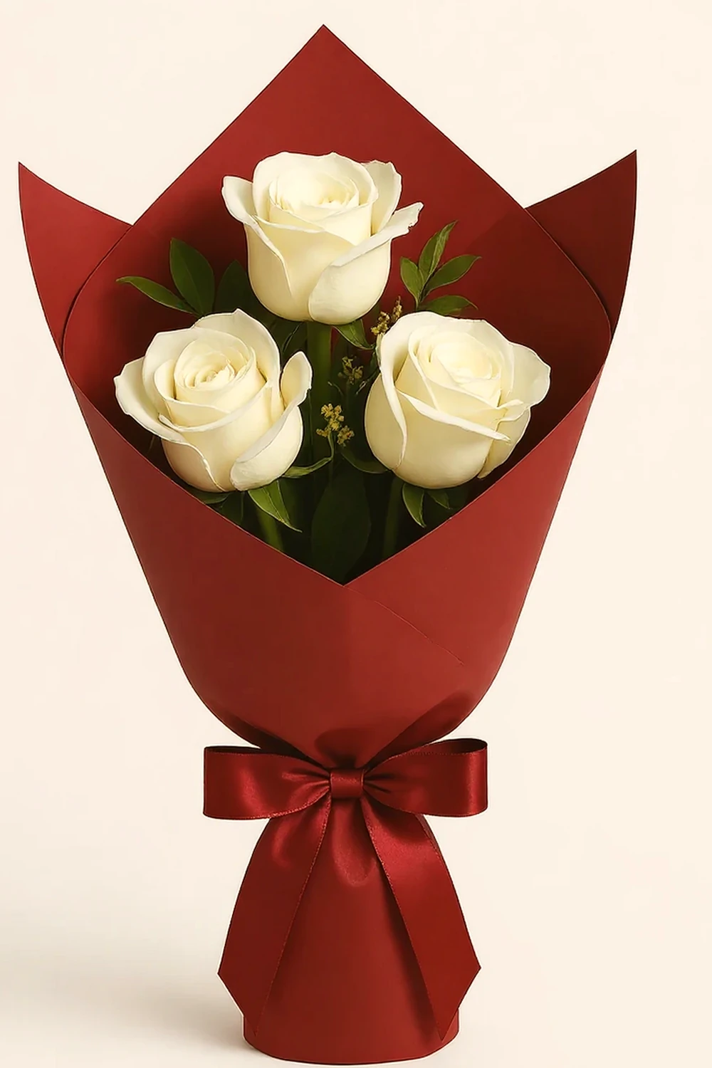 Mini Buquê 3 Rosas Brancas, imagem ilustrativa