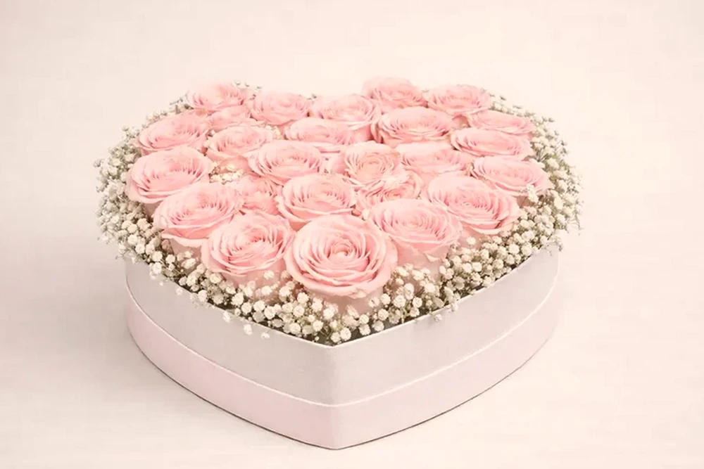 Caixa Coração de Rosas Rosas Premium, imagem ilustrativa